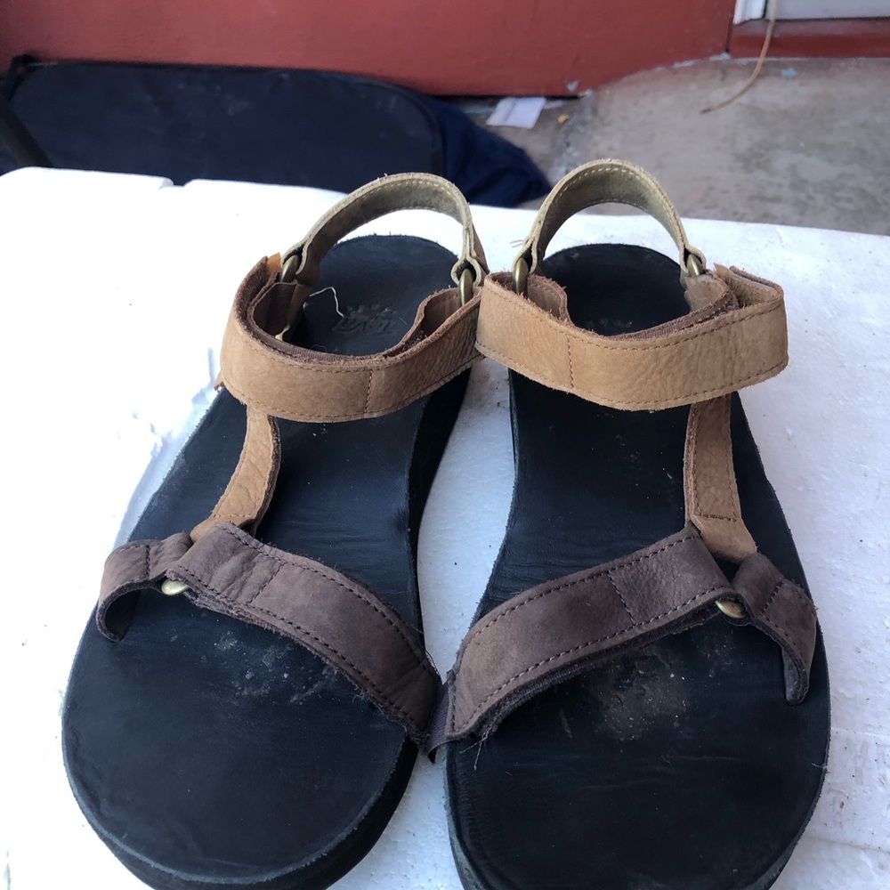 Teva Midform Universal Leather Tan Desert Sand Gray Sandals 1102435 Size 8 - Picture 12 of 16